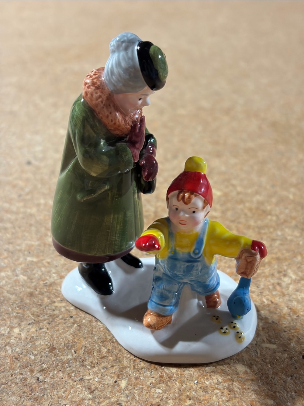 Department 56 Original Snow Village Feeding the Birds Grandma Child Figurine